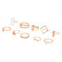 Rose Gold Glitter Geometric Rings - 10 Pack,
