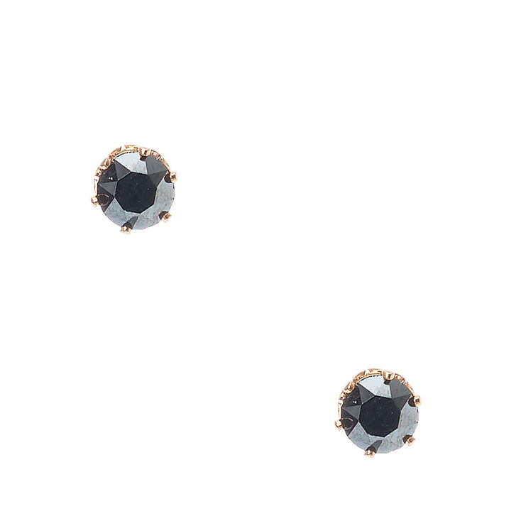 18KT Gold Plated 5MM Black Stone Earrings,