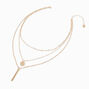 Gold Stick Multi-Strand Chain Necklace,