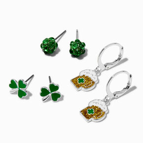 St. Patrick&#39;s Day Shamrocks &amp; Beer Earring Set - 3 Pack,