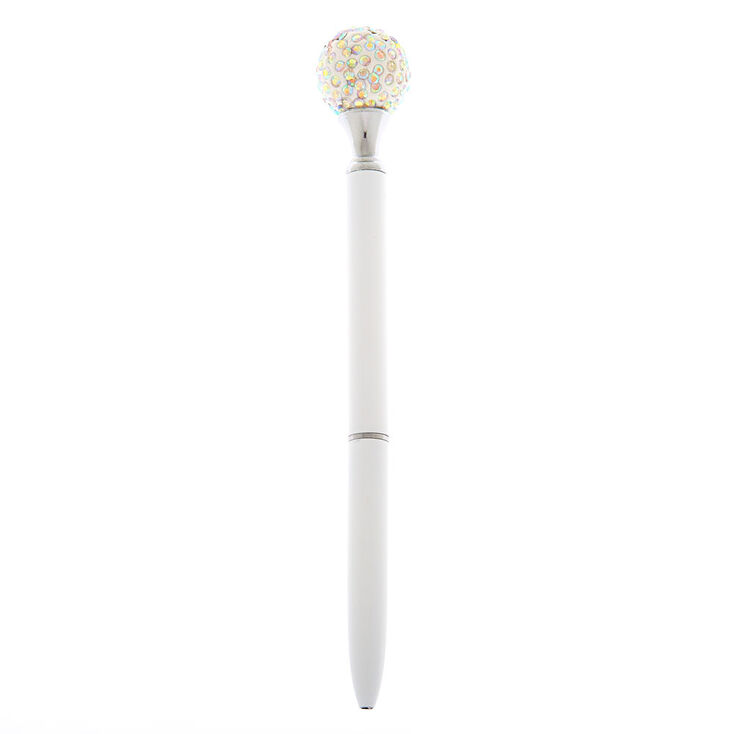 Crystal Ball Top Pen - White,