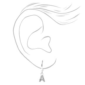 Silver Initial Earring Stackables Set &#40;3 Pack, A&#41;,