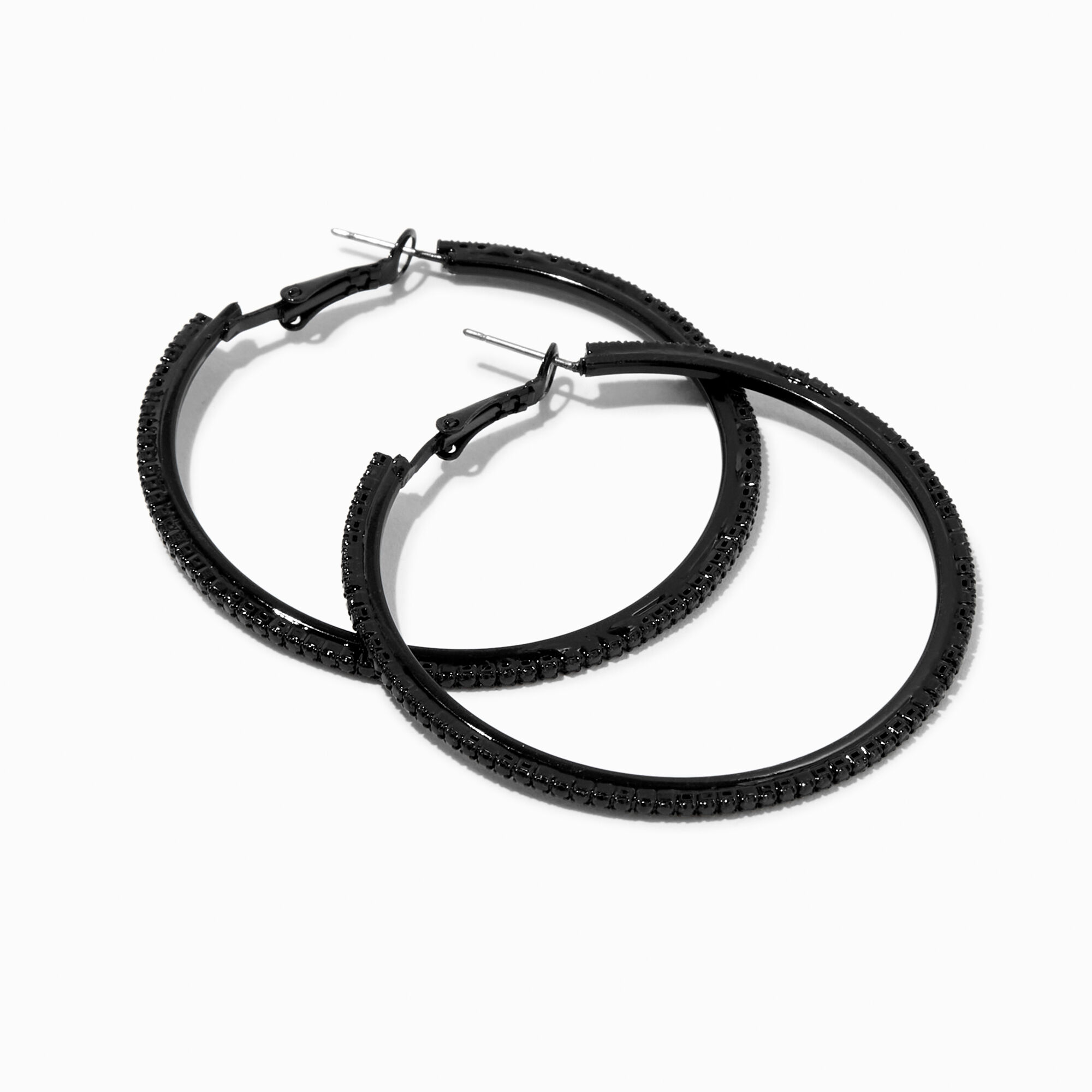Black sparkly hoop on sale earrings