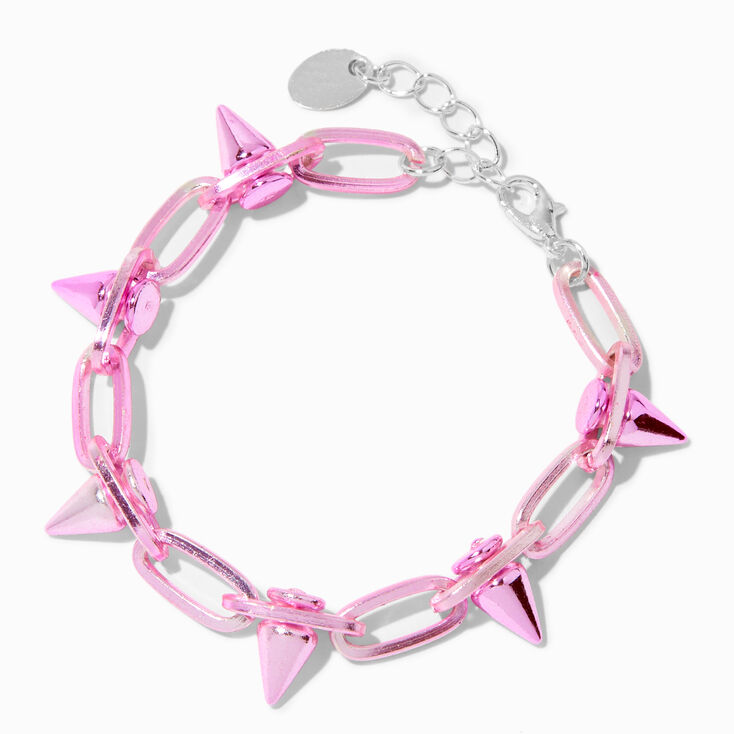 Pink Spike Paperclip Chain Bracelet,