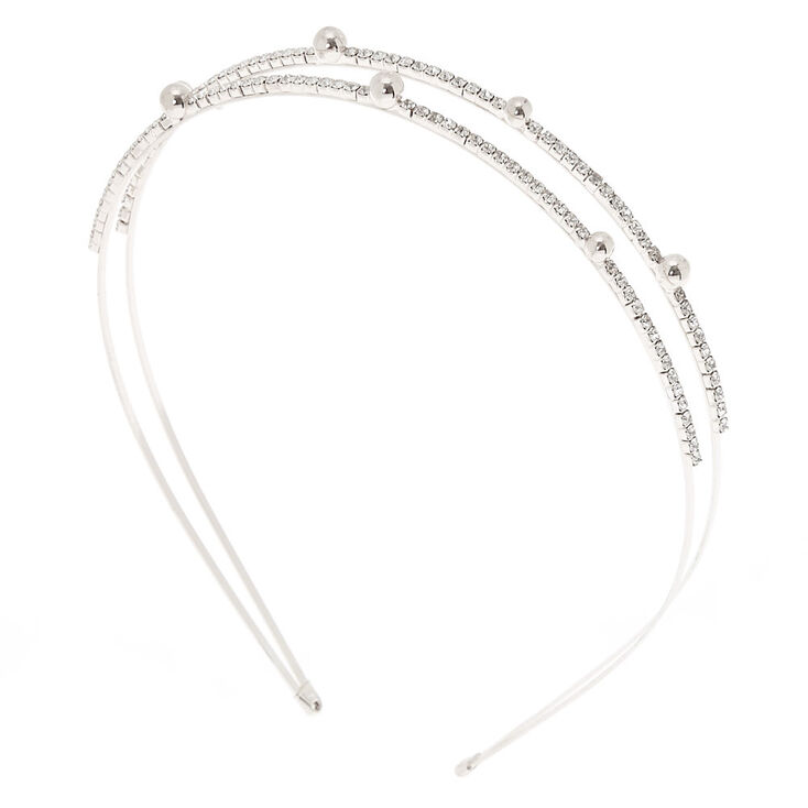 Silver Embellished Double Row Headband,