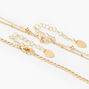 Gold Wooden Horn Multi Strand Chain Necklace Set - Brown, 2 Pack,