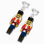 Silver-tone Nutcracker 2&quot; Clip-On Drop Earrings,