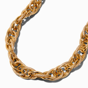 Gold-tone Mega Textured Chain Necklace ,