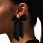 Black Ribbon Bow 3&quot; Drop Earrings,