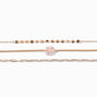 Pink Leaf Gold Beaded Chain Bracelets - 5 Pack,