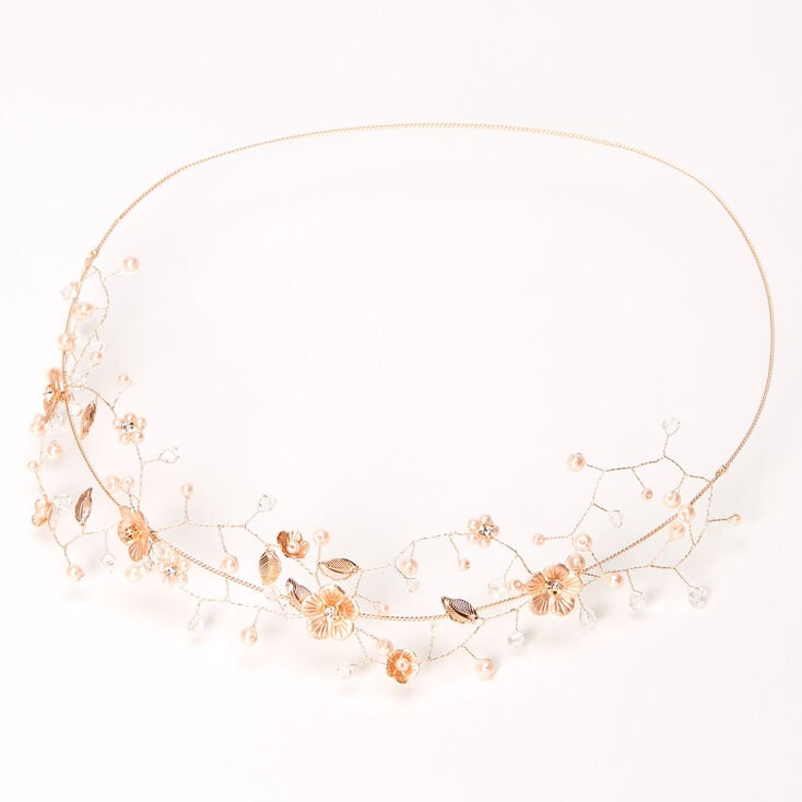 Rose Gold Metallic Flower Crown Headwrap,