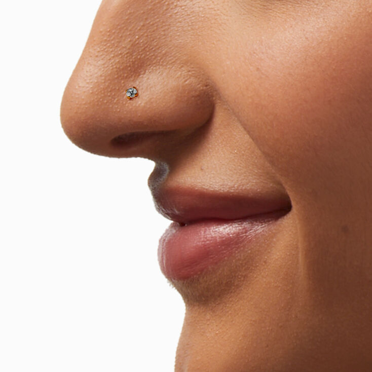 18k Gold Plated Titanium 20G Crystal Nose Stud,