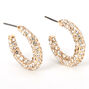 Gold 20MM Glam Pave Rhinestone Hoop Earrings,