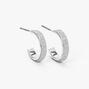 Silver 10MM Flat Glitter Hoop Earrings,