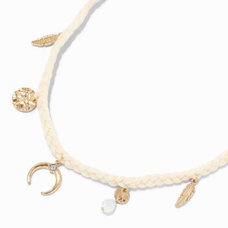 Gold Braided Charm Necklace,