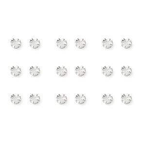 Silver 3MM Bezel Set Crystal Stud Earrings - 9 Pack,