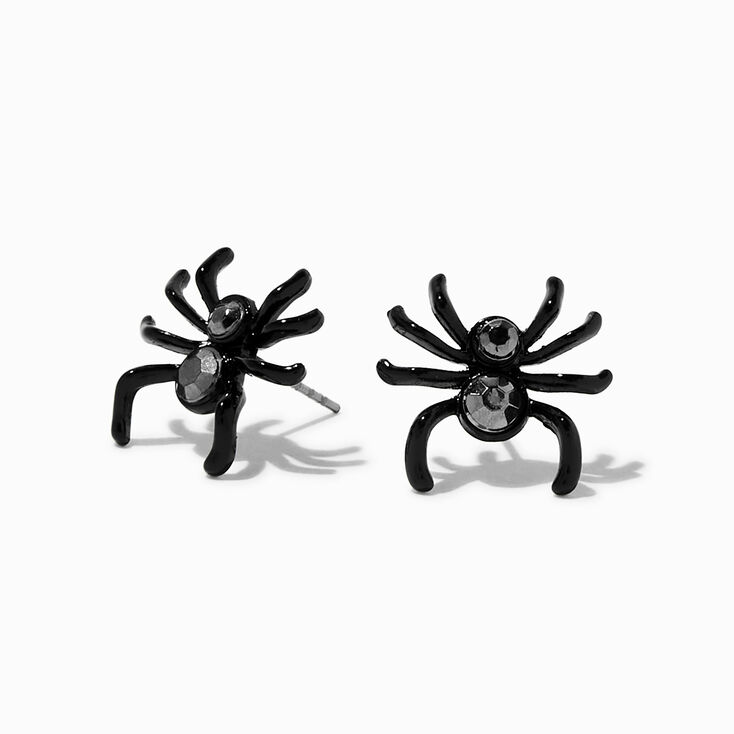 Black Gemstone Spider Stud Earrings,