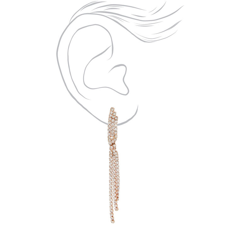 Rose Gold Twisted Fringe 16&quot; Necklace &amp; 3&quot; Drop Earrings Jewelry Set - 2 Pack,