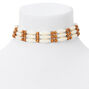 Ivory &amp; Brown Wooden Tribal Choker Necklace -,