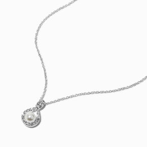 Infinity Glass Pearl Pendant Necklace,