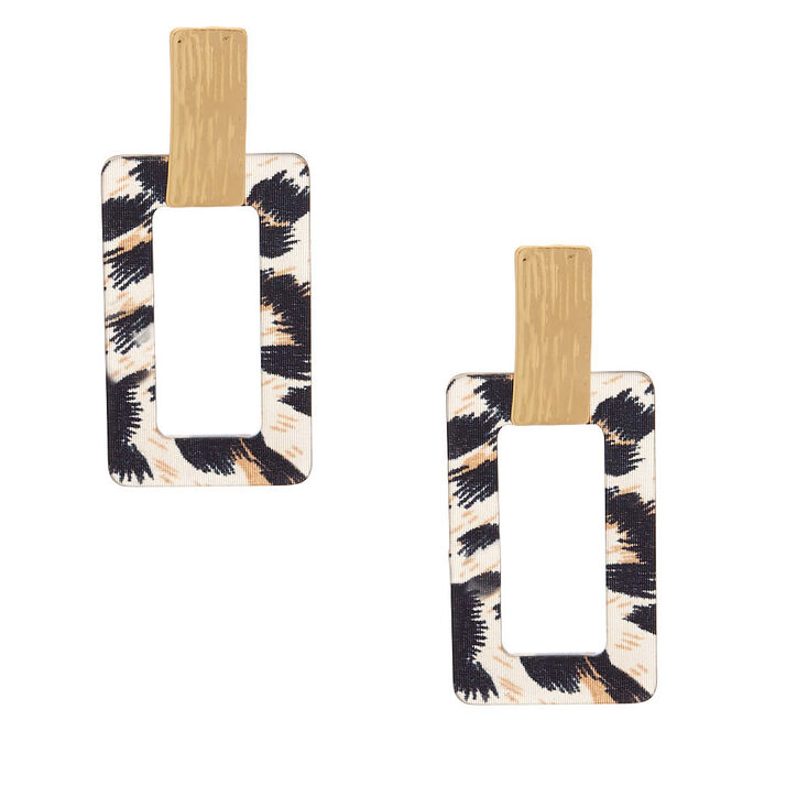 Gold 2.5" Leopard Drop Earrings,