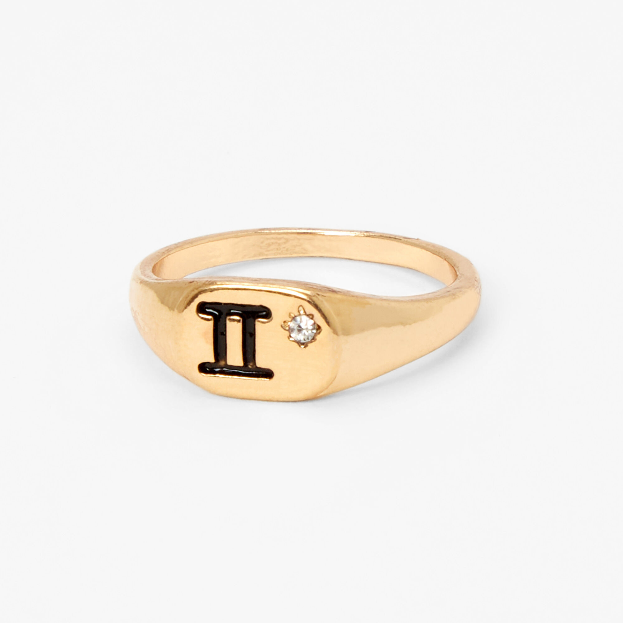 Gold Zodiac Signet Ring Gemini Icing US