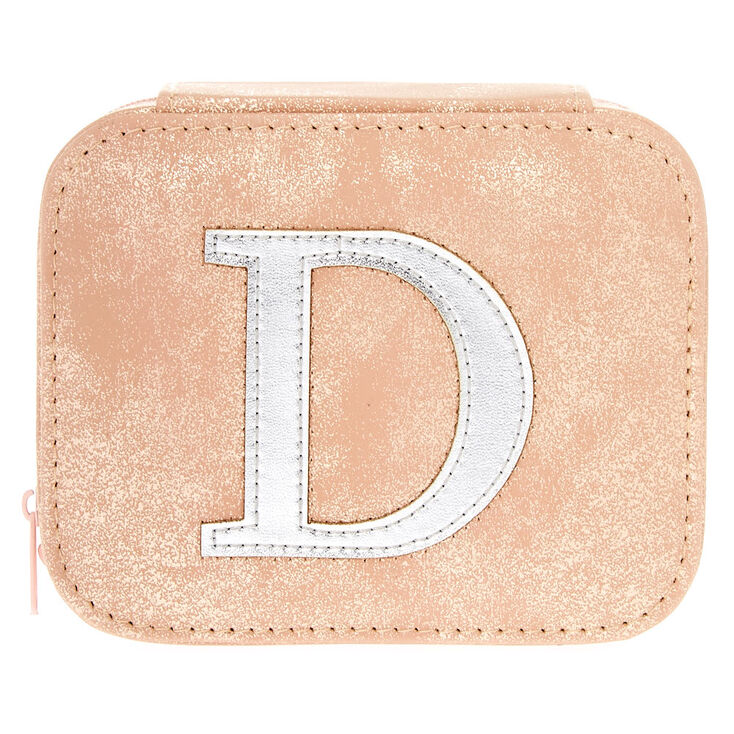 Blush Pink "D" Initial Jewelry Case,