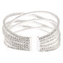 Silver Rhinestone Woven Cuff Bracelet,