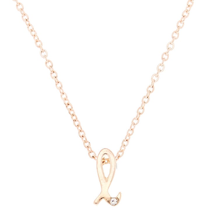 Rose Gold Cursive Initial Pendant Necklace - L,