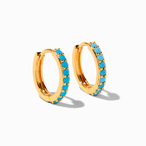 Icing Select 18k Gold Plated 10MM Turquoise Clicker Hoop Earrings,