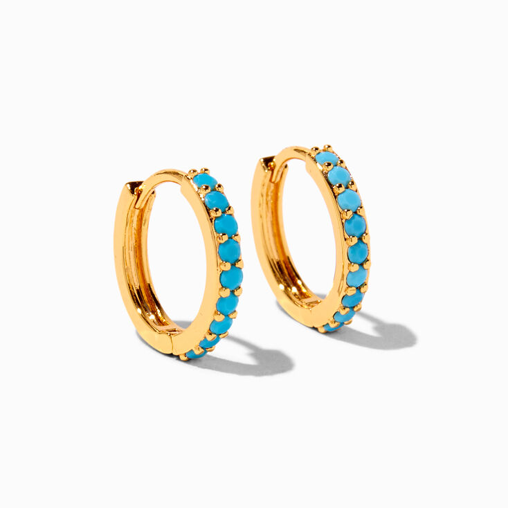 Icing Select 18k Gold Plated 10MM Turquoise Clicker Hoop Earrings,