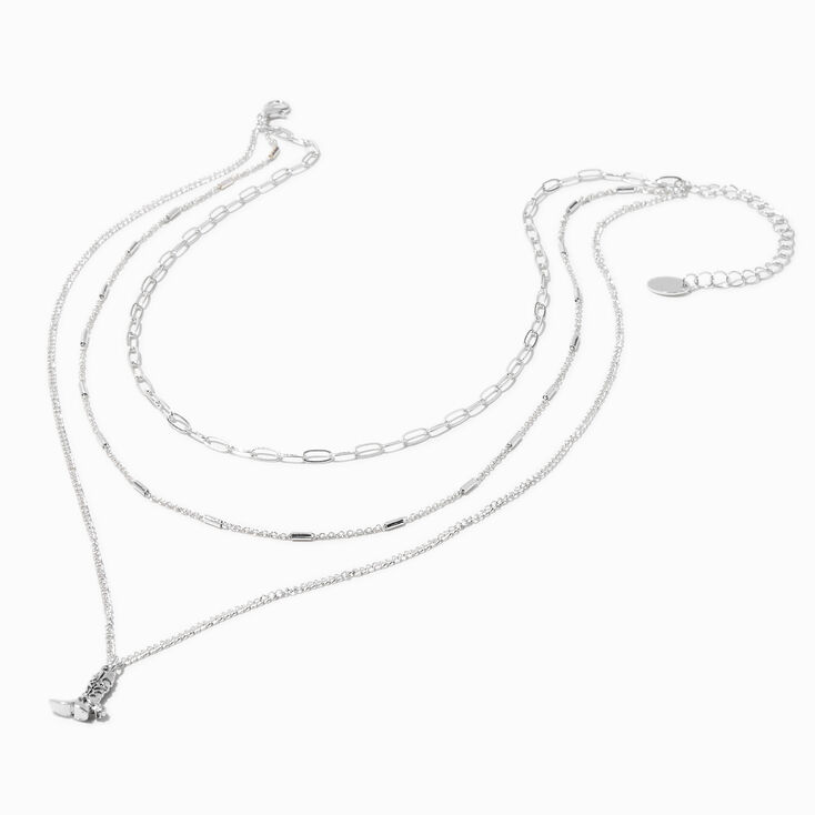 Silver-tone Cowboy Boot Multi-Strand Necklace,