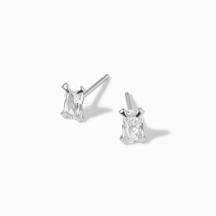 Icing Select Sterling Silver Platinum Baguette Cubic Zirconia Stud Earrings,