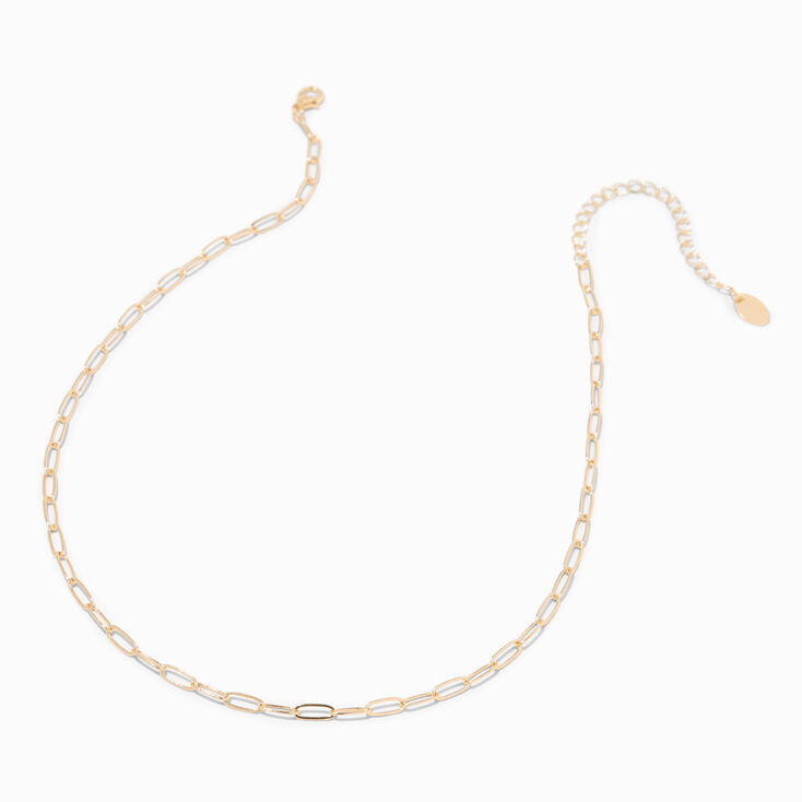 Gold Paper Clip Chain Necklace,