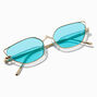 Teal Lens Sleek Gold Frame Sunglasses,