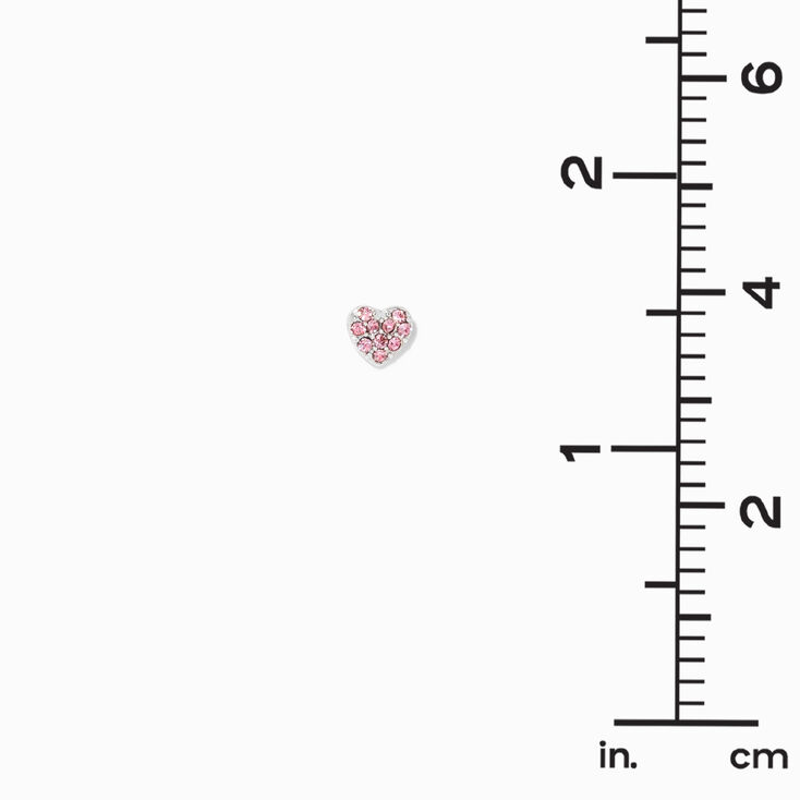 Silver Crystal Round &amp; Heart Stud Earrings - 9 Pack,