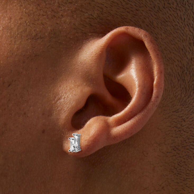 Cubic Zirconia Double Rectangle Drop Earrings,