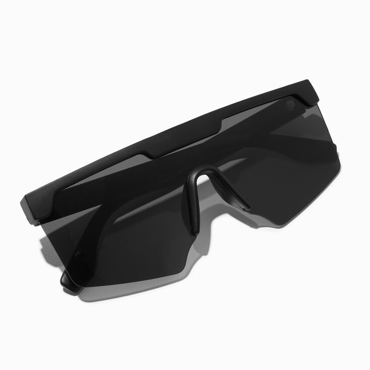 Solid Black Shield Sunglasses,