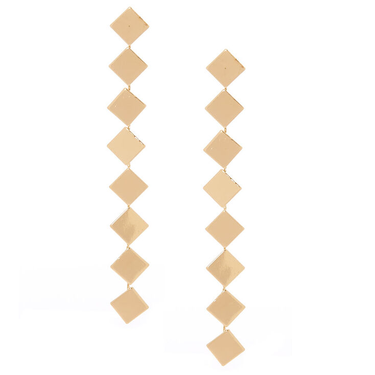 Gold 3.5" Square Drop Earrings,