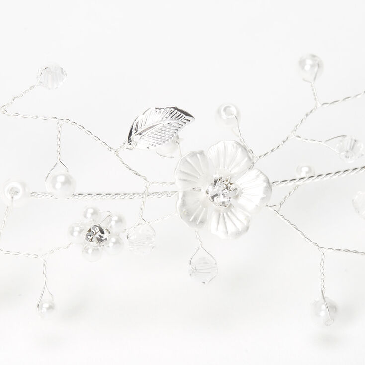 Silver Metallic Flower Crown Headwrap,