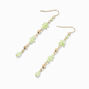 Jade Green Beaded Gold 2.5&quot; Linear Drop Earrings,