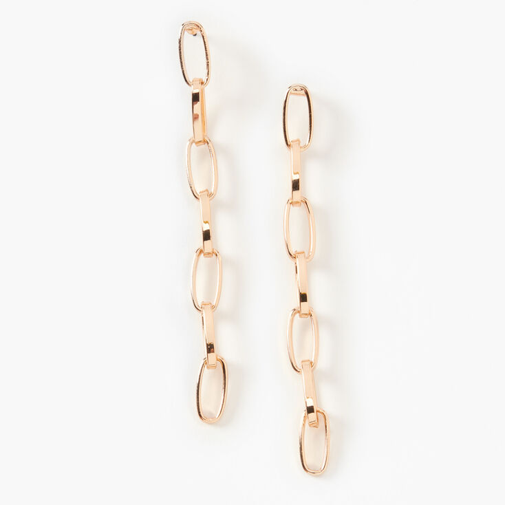 Gold 2.5&quot; Chain Link Linear Drop Earrings,