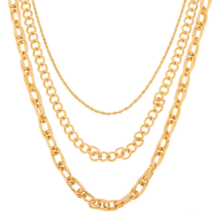 Gold Chain Multi Strand Necklace,