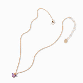 Butterfly Birthstone Gold-tone Pendant Necklace - February,