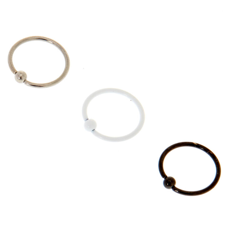20G Mixed Metal Nose Rings 3 Pack,