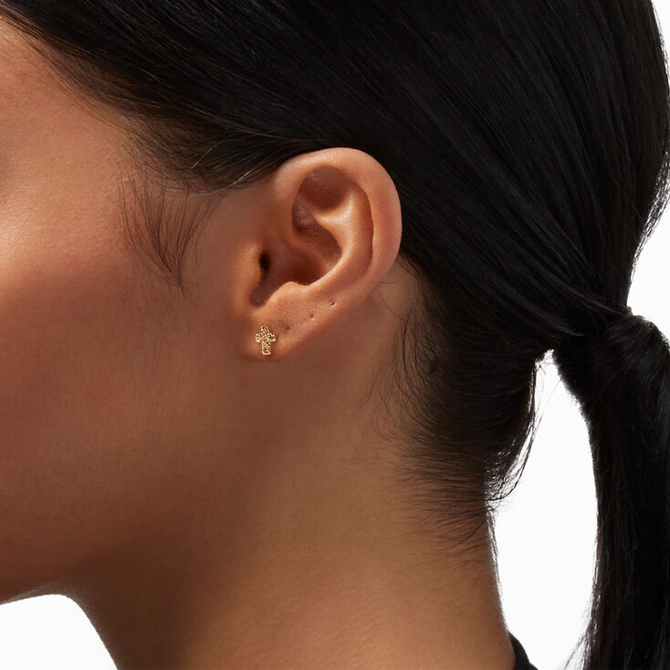 Mixed Metal Cross Stud Earrings - 9 Pack,