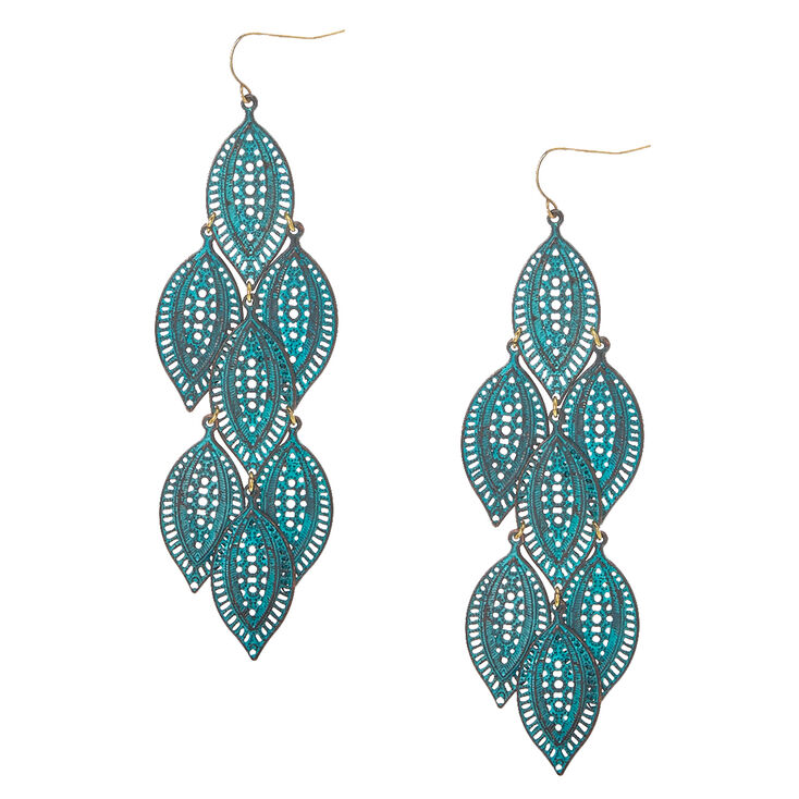Gold-tone Patina 4&quot; Filigree Drop Earrings,