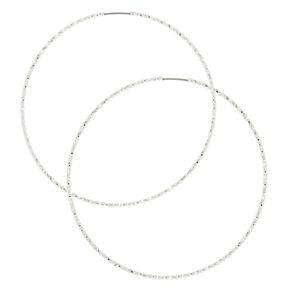 60MM Laser Cut Silver Hoop Earrings,