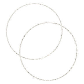 60MM Laser Cut Silver Hoop Earrings,