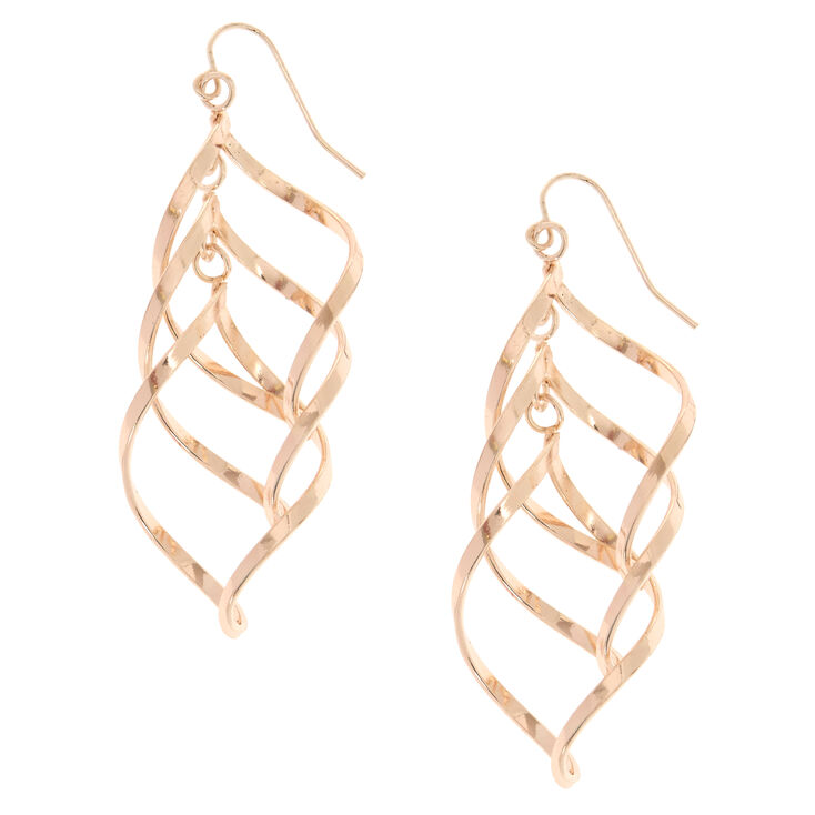 Rose Gold-Tone Swirl Drop Earrings,